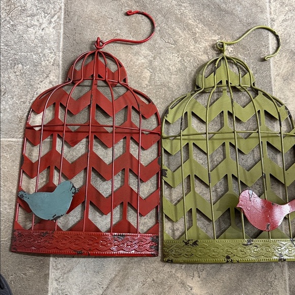Colorful  metal Birdcage Wall Decor Set - Picture 2 of 8